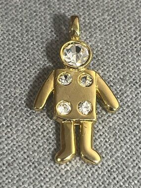GSC Signed Vintage Birthstone Gold-Tone Crystal Stick Figure Charm Pendant April